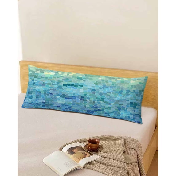 Turquoise Blue Teal Body Pillow Covers, Chic Stained Glass Texture Aesthetic Soft Throw Pillow Cases with Invisible Zipper, Decorative Pillowcase Pillows Protectors for Sofa Bed Couchair 20"x54"