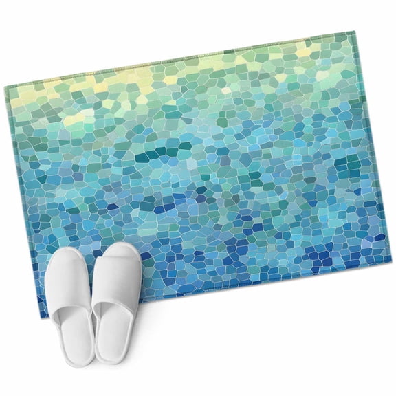 Turquoise Blue Teal Large Area Rugs for Bedroom Living Room, Soft Non Slip Carpet Bedside Rug, Chic Stained Glass Texture Aesthetic Rectangle Floor Cover Kitchen Accent Rug 2'x3' for Office