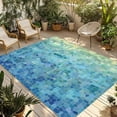 thumbnail image 1 of Turquoise Blue Teal Outdoor Rug 4x6 Ft - Reversible Patio Rug Outdoor Camping Rugs, Chic Stained Glass Texture Aesthetic Indoor Outdoor Area Rugs, Non-Slip Outdoor Carpet Runner for Deck/Porch, 1 of 8