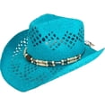 thumbnail image 1 of Turquoise Blue Teal Paper Straw COWBOY HAT WOMEN WESTERN Cowgirl Turqoise, 1 of 5