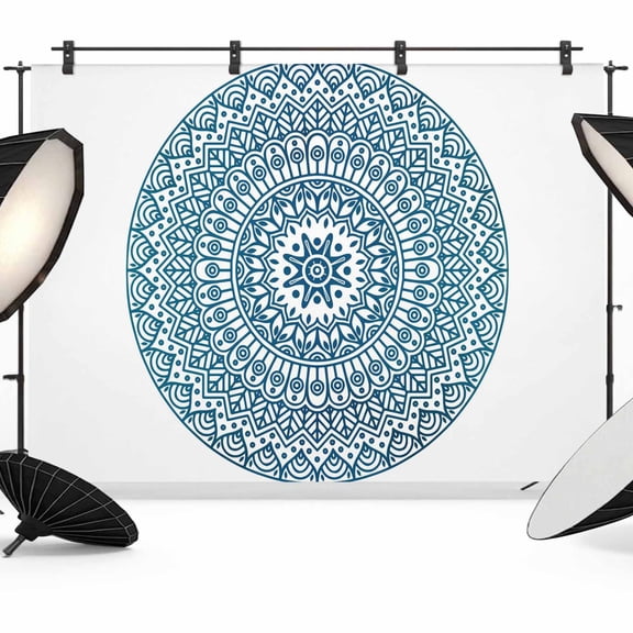 Turquoise Boho Backdrop for Photoshoot,Photography Photo Studio Background Wall Backdrop,Retro Ethnic Teal Geometric Aesthetic Back Drop Banner Panel for Portraits Wedding Party Live Streaming 8x6Ft