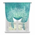 thumbnail image 1 of Turquoise Boho Balloon Curtains for Living Room/French Door, Oriental Abstract Motifs Traditional Bohemian Tie Up Curtains 63 Inch Length Energy Saving Kitchen Curtains Shades for Windows 42"x63", 1 of 8