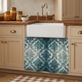 thumbnail image 1 of Turquoise Boho Cabinet Curtains 28"W x 35L, Teal Ombre Floral Ethic Tribe Under Sink Skirt for Bathroom Vanity Kitchen Self Adhesive, Dust-Proof Privacy Curtain for Closet Shelves Laundry Room, 1 of 9
