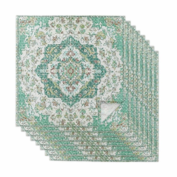 Turquoise Boho Cloth Napkins, Vintage Abstract Art Floral Ethnic Tribe Washable and Reusable Dinner Napkins Set of 8, Table Napkin for Kitchen Party Birthday Wedding Hotel Housewarming 20"x20"