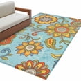 thumbnail image 1 of Turquoise Boho Floral Area Rugs Collection 3'x5', Vintage Abstract Art Ethnic Flowers Non Slip Indoor Rectangle Throw Runner Rug Floor Mat Carpet for Living Room Dining Table Bedroom Nursery, 1 of 9