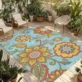 thumbnail image 1 of Turquoise Boho Floral Outdoor Rug for Patio/Deck/Porch, Non-Slip Large Area Rug 5 x 8 Ft, Vintage Abstract Art Ethnic Flowers Indoor Outdoor Rugs Washable Area Rugs, Camping Rug Carpet Runner, 1 of 8