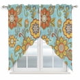 thumbnail image 1 of Turquoise Boho Floral Swag Valances for Windows, Kitchen Curtains 36 Inch Length 2 Panels Set, Vintage Abstract Art Ethnic Flowers Short Curtains for Small Windows Rod Pocket Cafe Curtains 28"x36", 1 of 8