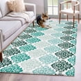 thumbnail image 1 of Turquoise Boho Flowers Area Rugs 4'x6', Washable Small Throw Rugs for Office Bathroom, Modern Luxurious Geometric Floral Indoor Outdoor Rug Non-Slip Low Pile Carpet Runner Reversible Floor Mats, 1 of 8