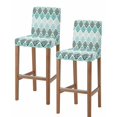 thumbnail image 1 of Turquoise Boho Flowers Bar Stool Covers Set of 2, Modern Luxurious Geometric Floral Stretch Washable Bar Chair Covers with Backs, Removable Pub Counter Height Chair Cover for Kitchen Dining Room Cafe, 1 of 7