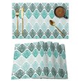 thumbnail image 1 of Turquoise Boho Flowers Placemats Set of 12 Modern Luxurious Geometric Floral Place Mats Indoor Wipeable Table Mats Washable Dining Table Placemats for Kitchen Holiday Party Home Decor 13x19 Inch, 1 of 9