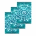 thumbnail image 1 of Turquoise Boho Hand Towels Set, Waffle Weave Kitchen Towels 3 Pieces, Abstract Art Floral Ethnic Tribal Microfiber Hair Face Bath Tea Towel Absorbent Quick Drying Cleaning Dish Cloths, 15.7"x23.6", 1 of 7