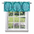 thumbnail image 1 of Turquoise Boho Kitchen Curtain Valances for Windows Farmhouse Short Curtains, Abstract Art Floral Ethnic Tribal Rod Pocket Valance Curtain for Bedroom Cafe Living Room 54"x18", 1 of 8