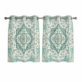 thumbnail image 1 of Turquoise Boho Kitchen Curtains Window Panels, Vintage Abstract Art Floral Ethnic Tribe Insulated Window Treatment Curtain, Grommet Curtains for Bedroom/Living Room/Bathroom, 2 Piece 52"Wx45"L, 1 of 8