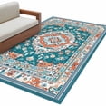 thumbnail image 1 of Turquoise Boho Large Area Rugs for Bedroom Living Room, Non Slip Carpet Bedside Rug, Ethnic Aztec Southwest Abstract Pattern Rectangular Floor Cover Kitchen Accent Rug 2.7'x5' for Dining Room/Office, 1 of 9