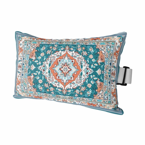 Turquoise Boho Outdoor Pillows for Chaise Lounge Chair Waterproof Lumbar Pillows with Insert&Strap Beach Headrest Pillow Ethnic Aztec Southwest Abstract Pattern Pillow for Patio Pool 11"x16"