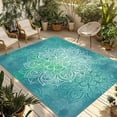 thumbnail image 1 of Turquoise Boho Outdoor Rug for Patio/Deck/Porch, Non-Slip Large Area Rug 3 x 5 Ft, Oriental Abstract Motifs Traditional Bohemian Indoor Outdoor Rugs Washable Area Rugs, Camping Rug Carpet Runner, 1 of 8