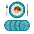 thumbnail image 1 of Turquoise Boho Round 13 Inch Placemats Set of 4, Abstract Art Floral Ethnic Tribal HeatResistant Non Slip Place Mats for Dining Table, Wipeable Braided Kitchen Table Mats for Housewarming, 1 of 9