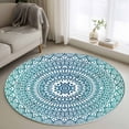 thumbnail image 1 of Turquoise Boho Round Area Rug 3.3 FT, Non Slip Small Entryway Kitchen Mat, Retro Ethnic Teal Geometric Aesthetic Washable Soft Circular Rug Non-Shedding Door Mat for Bathroom Playroom Kids Room, 1 of 9