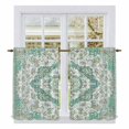 thumbnail image 1 of Turquoise Boho Tier Curtains 54 Inch Length, Vintage Abstract Floral Ethnic Tribe Cafe Short Curtains for Bathroom Over Sink, Small Kitchen Curtain Light Filtering Tiered Drapes 2 Panels 27.5"Wx54"L, 1 of 8