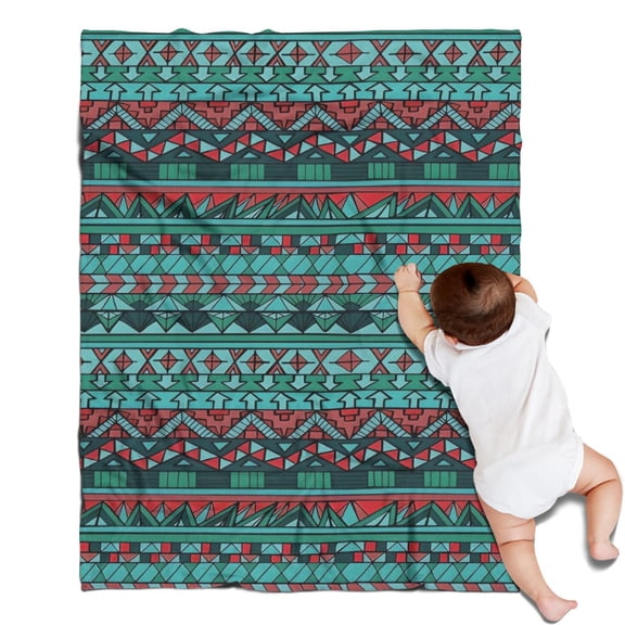 Turquoise Boho Tribal Triangles and Arrows Pattern Blanket,Comfortable Soft Flannel Throw Blanket,All Season,Warm Lightweight Blankets for Sofa Bed Couch Living Room Chair,30"x40"
