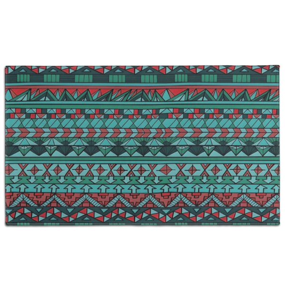 Turquoise Boho Tribal Triangles and Arrows Pattern Door Rugs,Washable Non Slip Door Mats Indoor,Decorative Door Mats,Entry Mat Indoor for Entrance,Bedroom,Kitchen,Bathroom,17"x30"