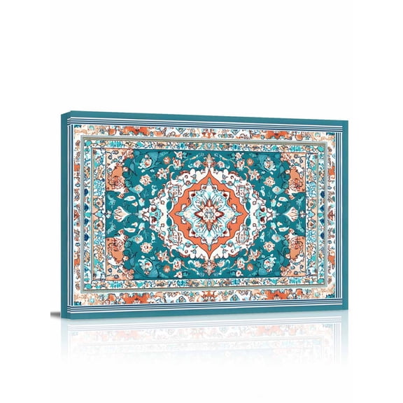 Turquoise Boho Wall Art for Living Room,Canvas Picture Wall Decor for Bathroom Bedroom,Ethnic Aztec Southwest Abstract Pattern Painting Artwork for Office Kitchen Hallway Dining Room Decor 12"x16"