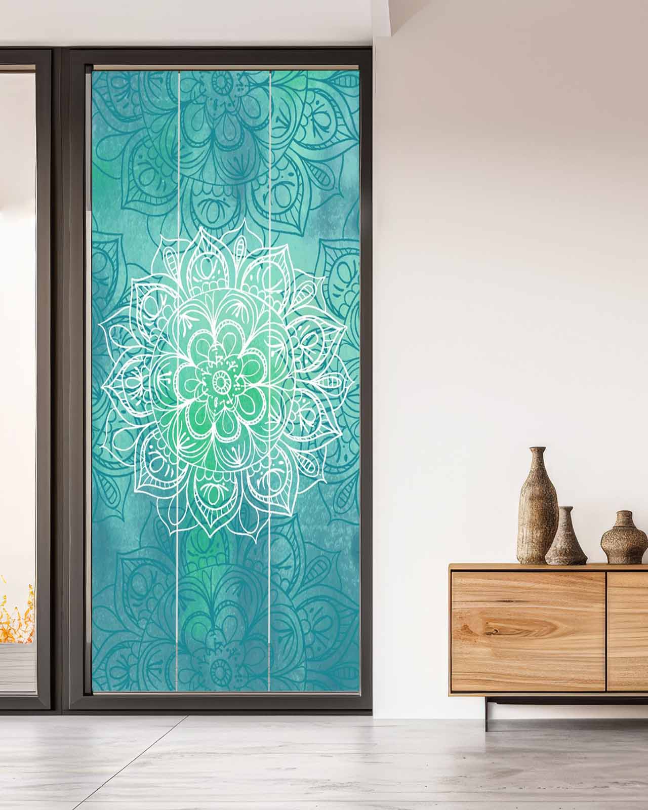 Window Motivs Turquoise Boho Window Privacy Film Stained Glass Window Film Decorative ...