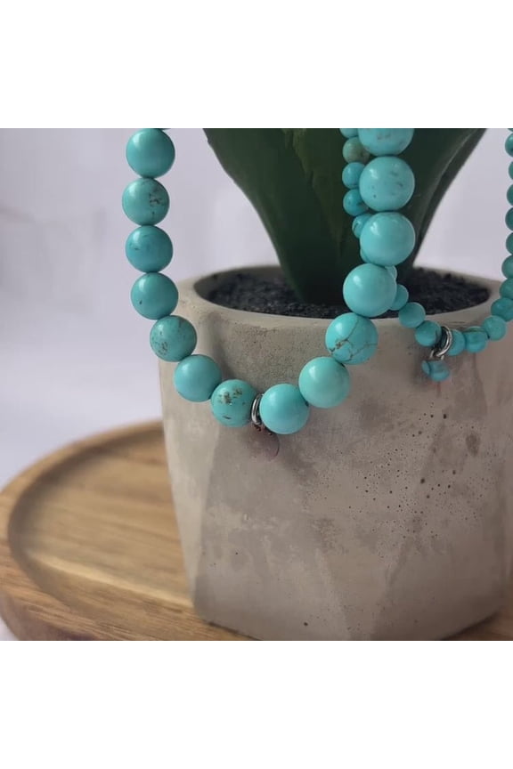 Turquoise Bracelet Mini | Stone Beads Bracelet | Focus on Heart Chakra | Stunning Gem Patterns Tones | I do not get swept away by inner storms. Turquoise isthe healing stone. It promotes em