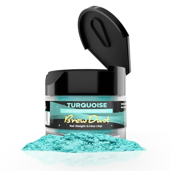 Brew Dust - Turquoise Edible Drink Powder - Silky Swirl, Beverage Safe, 4g Jar