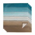 thumbnail image 1 of Turquoise Brown Cloth Napkins, Farmhouse Retro Wooden Grain Striped Washable and Reusable Dinner Napkins Set of 4, Table Napkin for Kitchen Party Birthday Wedding Hotel Housewarming 20"x20", 1 of 8