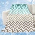 thumbnail image 1 of Turquoise Brown Cooling Blanket,Lightweight Breathable Summer Throw Blanket with Double Sided Cold Effect,Gradient Geometric Stripes Chevron Wave Picnic Blankets Bed Sheet for Hot Sleepers 30"x40", 1 of 8