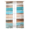 thumbnail image 1 of Turquoise Brown Gradient Sheer Curtains 2 Panels Set Abstract Vintage Wood Grain Lihgt Filtering Rod Pocket Voile Drape, Semi Sheer Window Curtains for Bedroom Living Room, 52"x108", 1 of 5