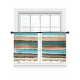 thumbnail image 1 of Turquoise Brown Gradient Sheer Curtains 45 Inch Long 2 Panels, Vintage Abstract Wood Grain Light Filtering Rod Pocket Semi Sheer Curtains, Sheer Voile Drapes for Living Room Bedroom, 52"x45", 1 of 5