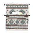 thumbnail image 1 of Turquoise Brown Kitchen Curtains Sets 36 Inch Length with Valance, Southwestern Stripe Western Rustic Aztec Swag Valances and Tiers Curtain Set Drapes Swag Curtains for Living Room, Bathroom, Bedroom, 1 of 6