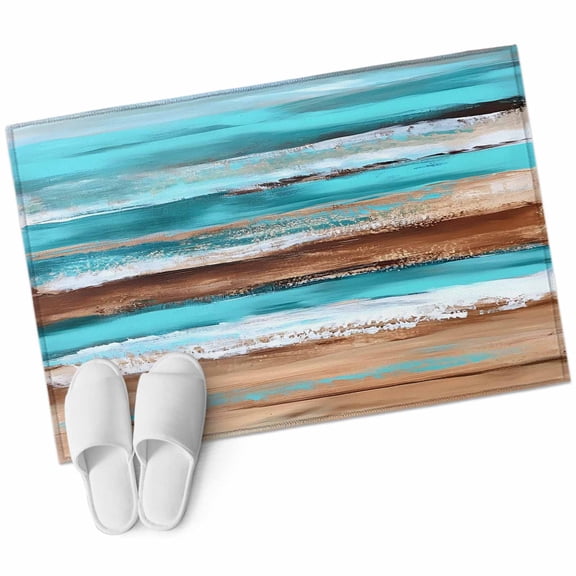 Turquoise Brown Large Area Rugs for Bedroom Living Room, Soft Non Slip Carpet Bedside Rug, Abstract Wood Grain Gradient Stripes Rectangular Floor Cover Kitchen Accent Rug 2'x3' for Dining Room/Office