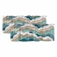 thumbnail image 1 of Turquoise Brown Ombre Curtain Valances for Windows, Kitchen Valance Window Treatments Panel 2 Pack, Modern Geometric Moire Abstract Art Rod Pocket Short Curtains for Bathroom Bedroom 54 x 18 Inch, 1 of 8