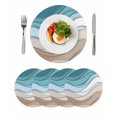thumbnail image 1 of Turquoise Brown Round Placemats Set of 4 for Dinning Tables,Heat-proof Braided Table Mats 13 Inch,Teal White Geometric Gradient Stripes Washable Place Mat for Kitchen Restaurant Party Table Decor, 1 of 9