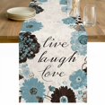 thumbnail image 1 of Turquoise Brown Spring Floral Cotton Linen Rectangle Table Runners 13"x48", Retro Summerbotanical Coffee Table Runner Dresser Scarves Luxury Table Runners for Wedding Party Banquet Dinner Decor, 1 of 8