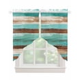 thumbnail image 1 of Turquoise Brown Swag Valances for Windows, Watercolor Modern Abstract Striped Rod Pocket Sheer Valances for Large Windows, Swag Toppers Light Filtering for Kitchen Living Room 2 Panels 36''x45'', 1 of 6