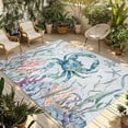 thumbnail image 1 of Turquoise Carbs Coastal Outdoor Rug for Patio/Deck/Porch, Non-Slip Large Area Rug 3 x 5 Ft, Nautical Summer Beach Coral Jellyfish Indoor Outdoor Rugs Washable Area Rugs, Camping Rug Carpet Runner, 1 of 8