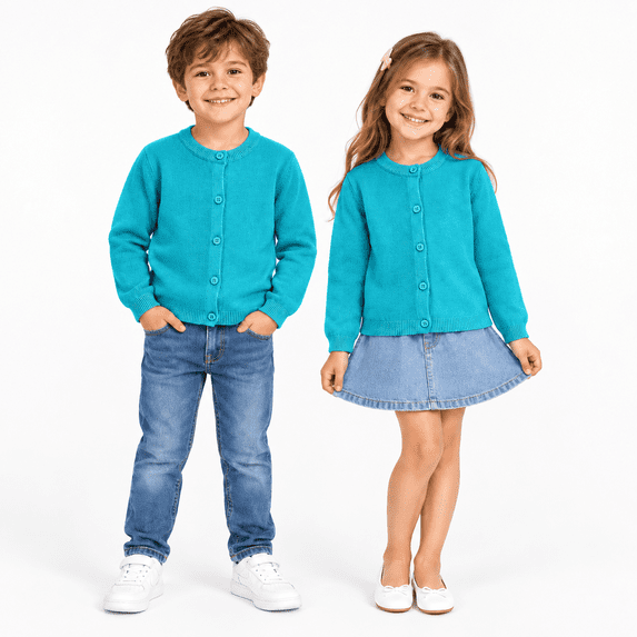 Turquoise Cardigan for Girls 2t, Kids School Uniforms Long Sleeve Button Down Knit Cardigans Sweater Tops