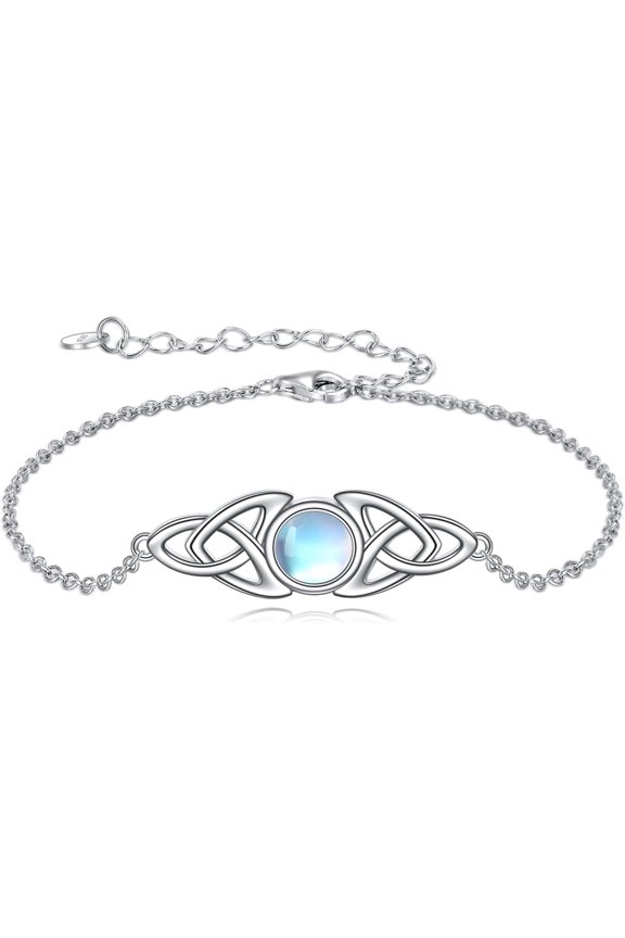 Turquoise Celtic Trinity Knot Bracelet for Women Gemstone Bracelet 925 Sterling Silver Jewelry for Girls