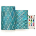 thumbnail image 1 of Turquoise Ceramic Mosaic Flickering Flameless Candles Battery Operated with Remote Timer LED Pillar Candles Set of 2, 1 of 7