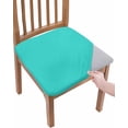 thumbnail image 1 of Turquoise Chair Seat Covers for Dining Room Stretch Chair Seat Covers Set of 6, Modern Pure Turquoise Chair Seat Protector Cushion Slipcovers for Kitchen Restaurant Office, 1 of 6