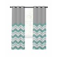 thumbnail image 1 of Turquoise Chevron Blackout Curtains, Light Blocking Print Window Curtains, Geometric Grey Wavy Striped White Thermal Insulated Window Drapes for Living Room Kitchen Cafe 2 Panels, 84"W x 63"L, 1 of 9
