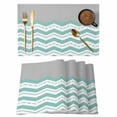 thumbnail image 1 of Turquoise Chevron Placemats Set of 12 Geometric Grey Wavy Striped White Place Mats Indoor Wipeable Table Mats Washable Cloth Dining Table Placemats for Kitchen Holiday Party Home Decor 13x19 Inch, 1 of 9