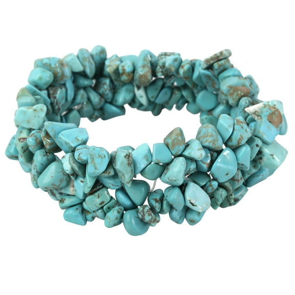Turquoise Chips Chunky Stretch Bracelets for Women Teen Girls Fit Wrist Circumference 6.5 to 8 inch
