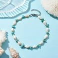 thumbnail image 1 of Turquoise Chips & Natural Trumpet Shell Beaded Anklets 9-1/4 inch(23.6cm), 1 of 4