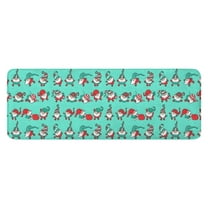 Turquoise Christmas Gnome Pattern Kitchen Rug Mat,Kitchen Runner Rugs Non Skid Washable,Decorative Kitchen Floor Mats for Kitchen,Sink,Laundry,17"x47.2"