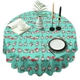 thumbnail image 1 of Turquoise Christmas Gnome Pattern Round Tablecloth 60"x60",Wrinkle Wipeable Table Cloth for Kitchen Dining Room Picnic Patio Party, 1 of 6